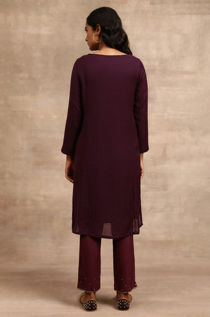 Purple Woollen Embroidered kurta