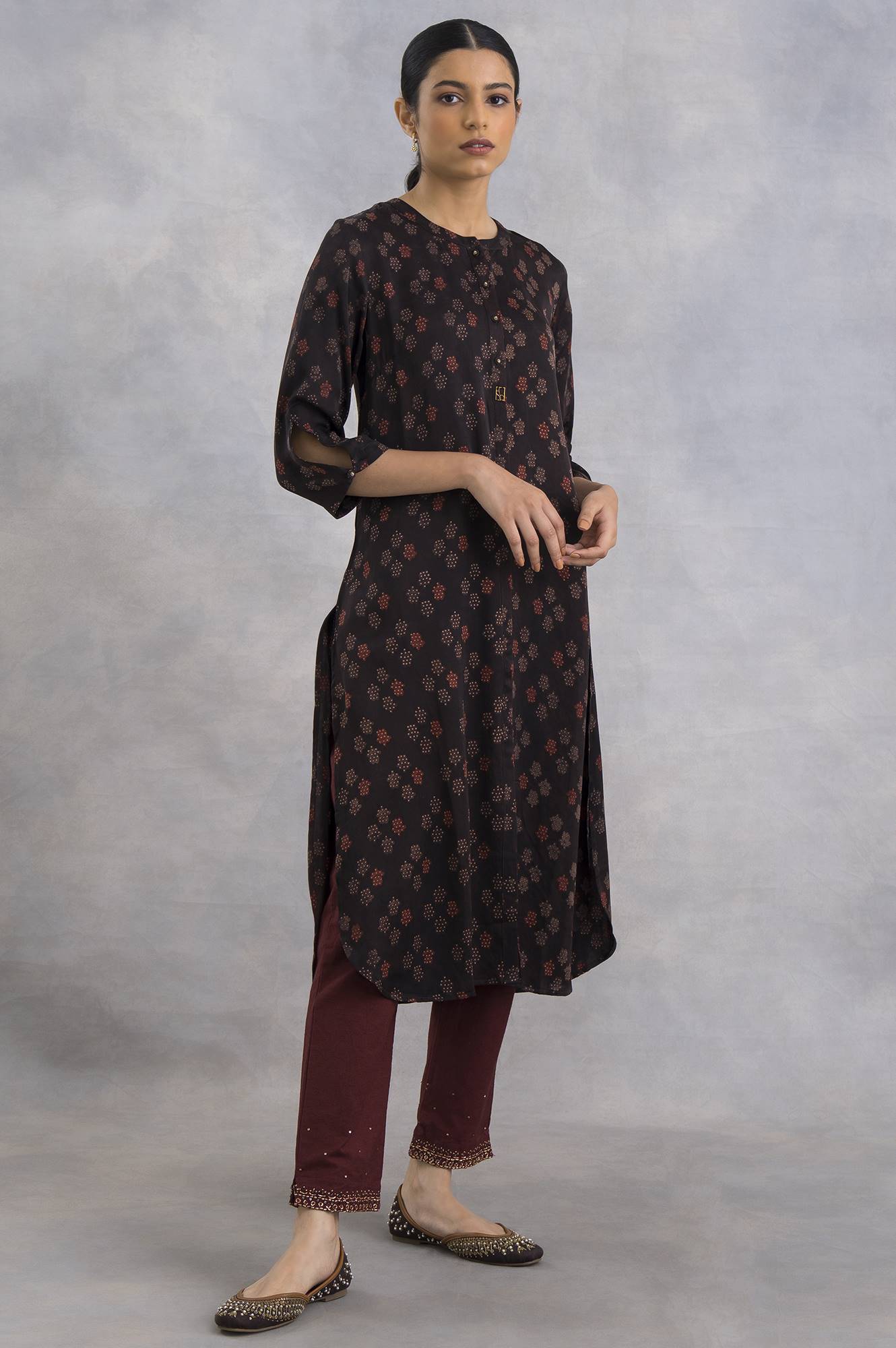 Dark Brown Ajrakh Print kurta