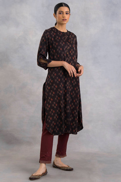 Dark Brown Ajrakh Print kurta