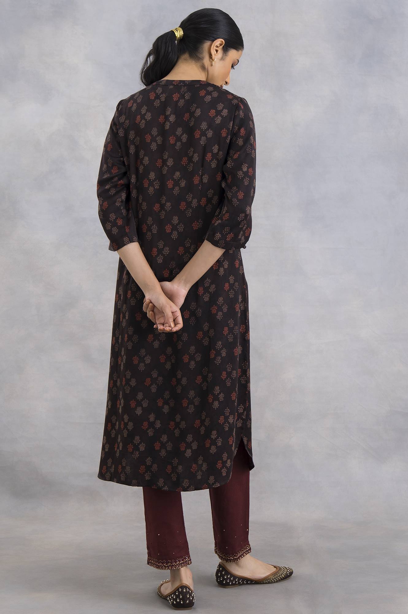 Dark Brown Ajrakh Print kurta