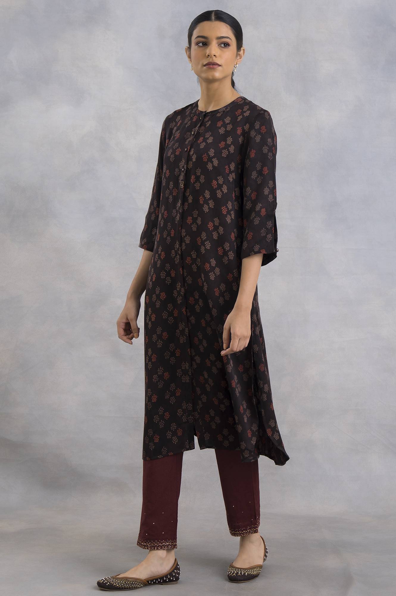 Dark Brown Ajrakh Print kurta