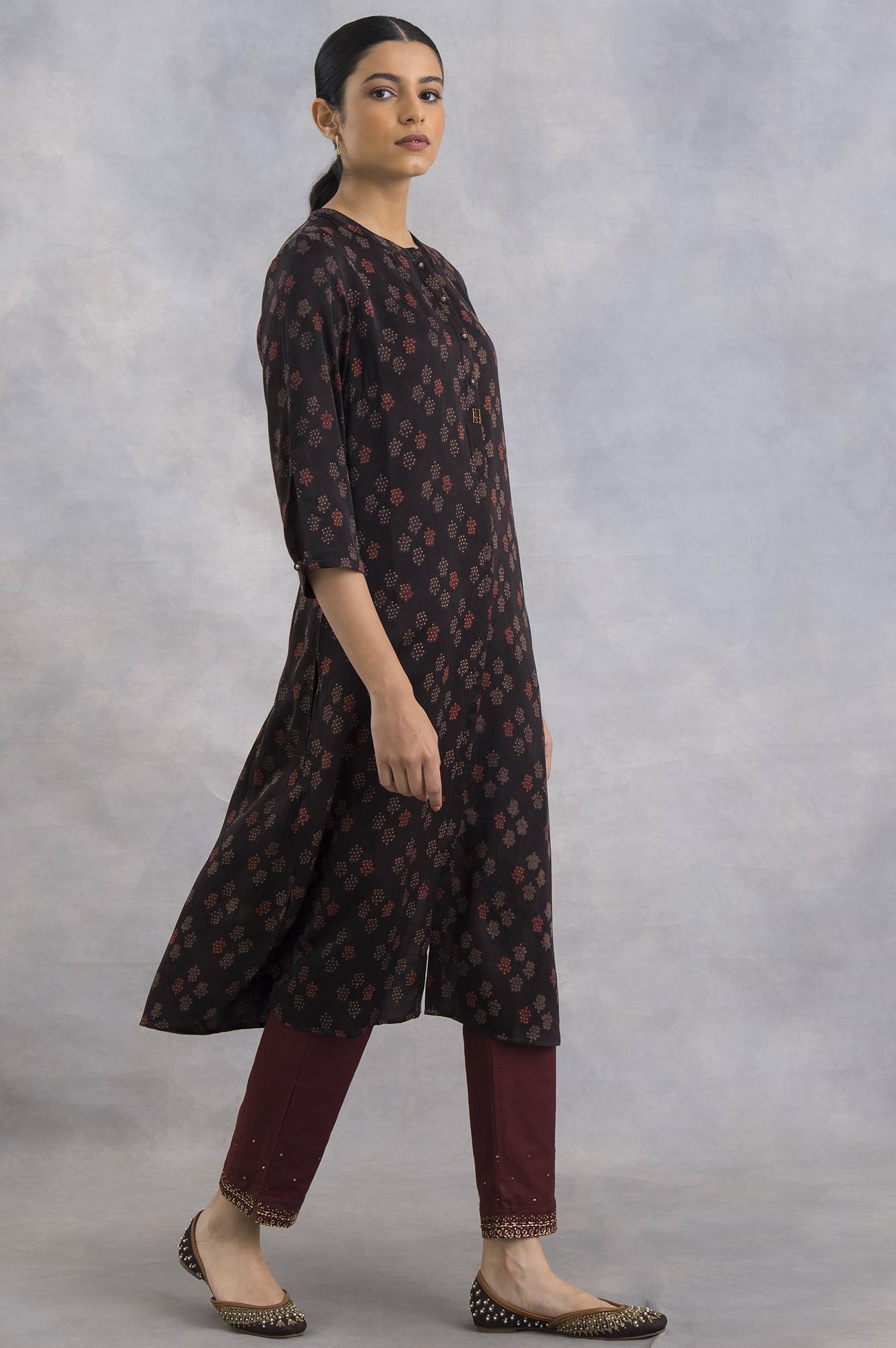 Dark Brown Ajrakh Print kurta