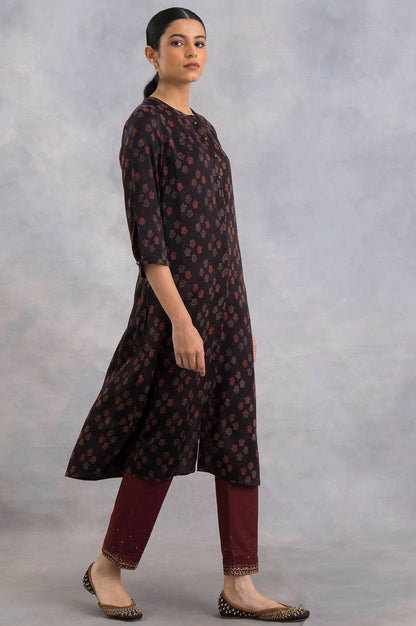 Dark Brown Ajrakh Print kurta