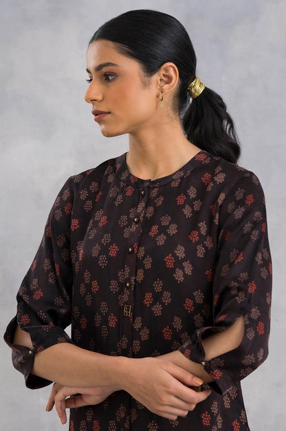 Dark Brown Ajrakh Print kurta