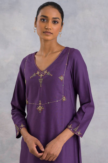 Purple Zardozi Embroidered kurta