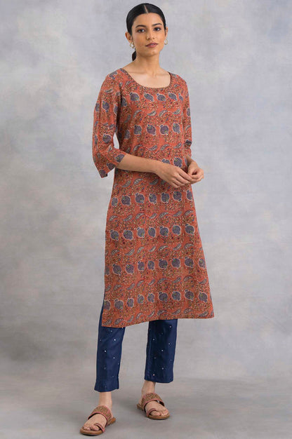 Light Rust Hand Block Print kurta