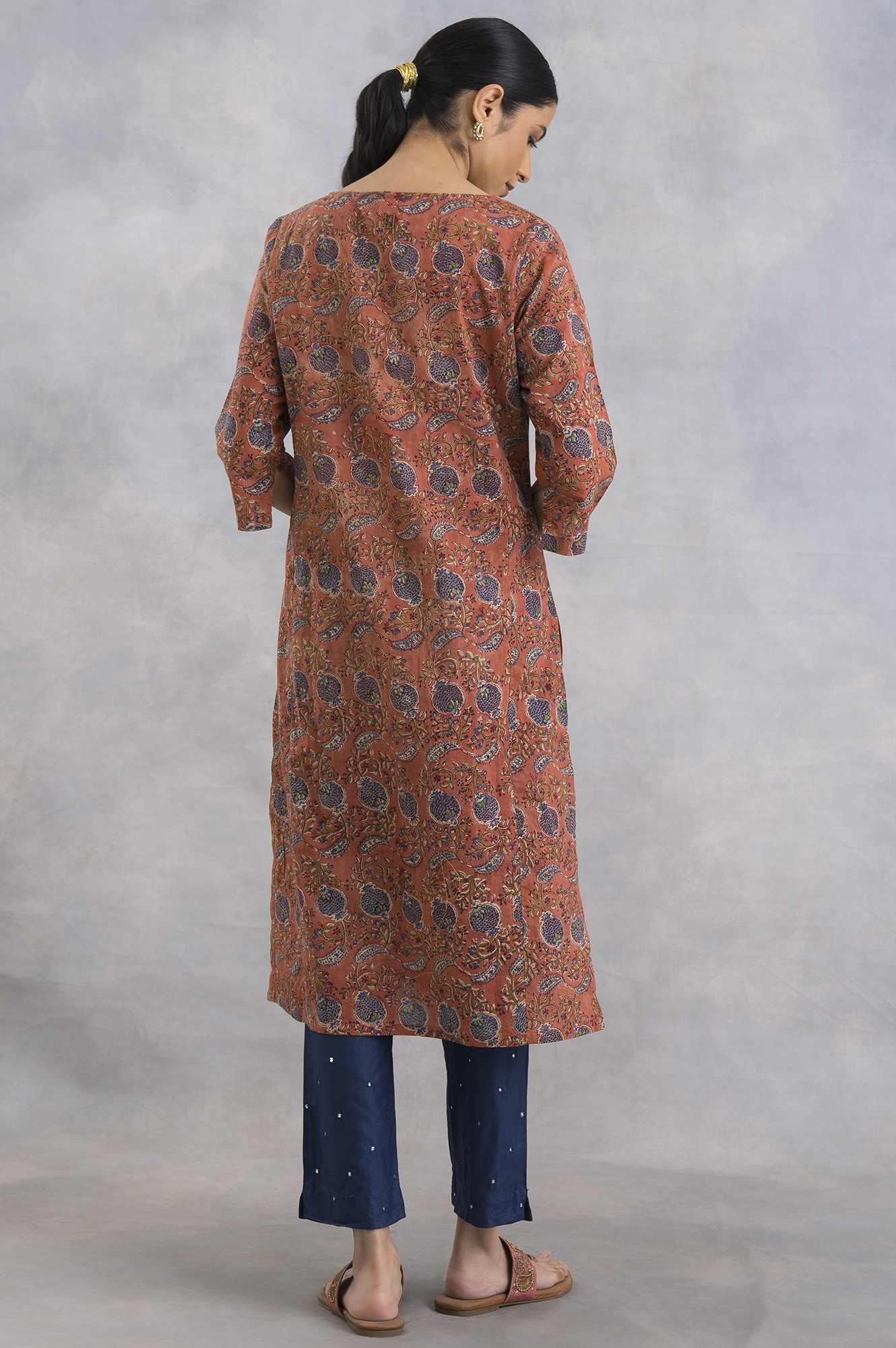 Light Rust Hand Block Print kurta