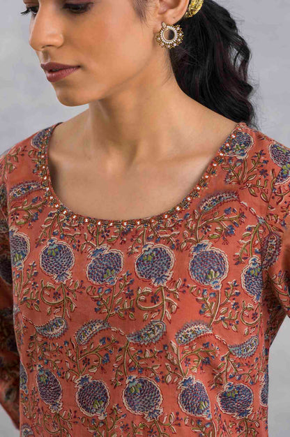 Light Rust Hand Block Print kurta