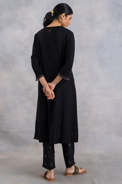 Black Angrakha Embroidered kurta