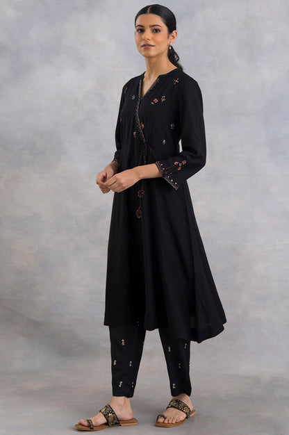 Black Angrakha Embroidered kurta