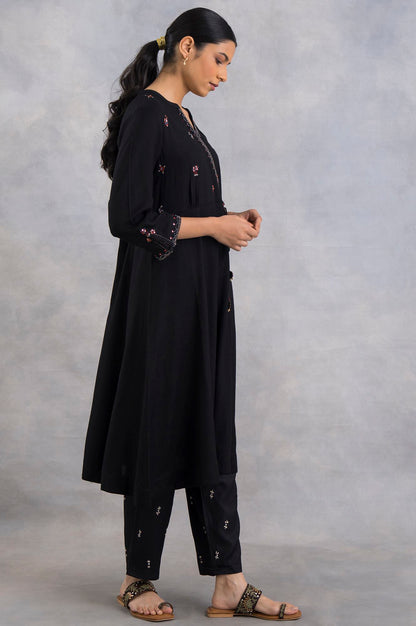 Black Angrakha Embroidered kurta