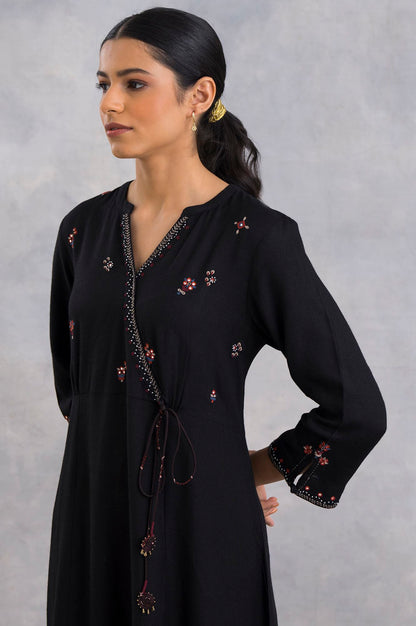 Black Angrakha Embroidered kurta