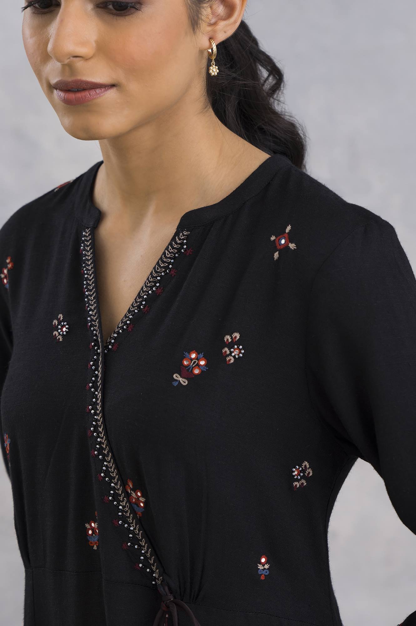 Black Angrakha Embroidered kurta