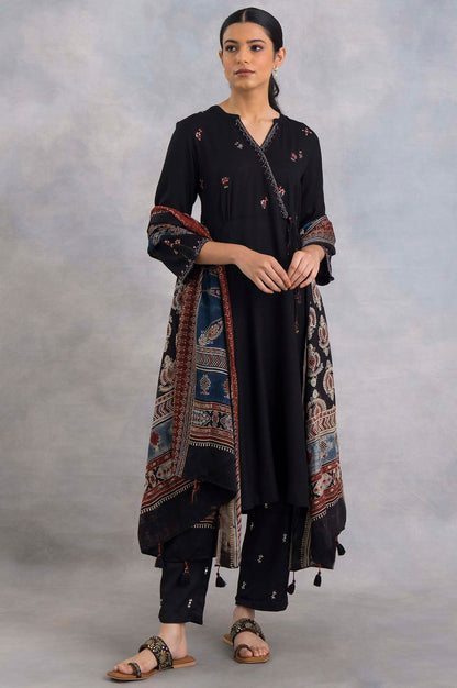 Black Angrakha Embroidered kurta