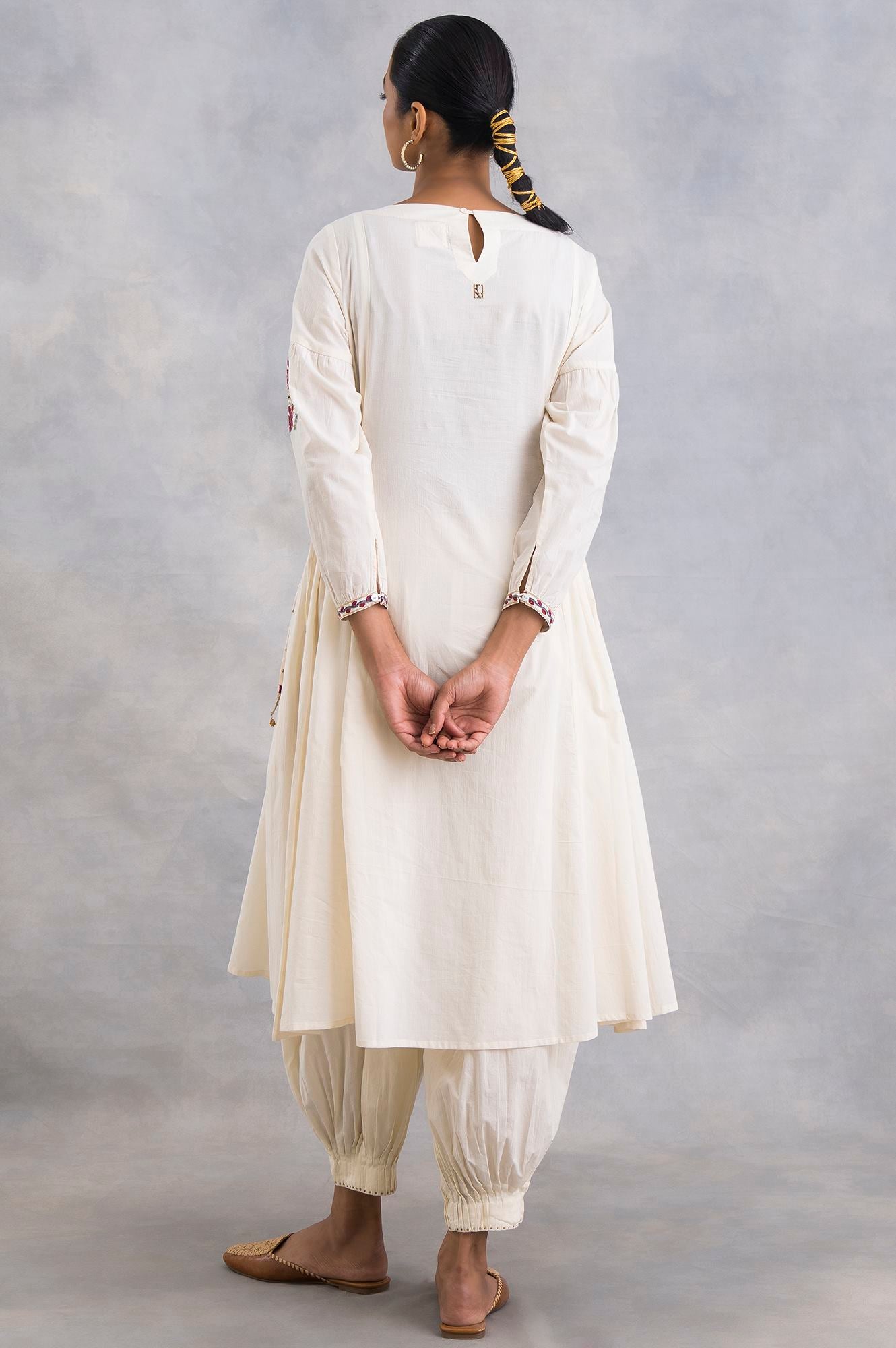 Ecru Suzani Embroidered Voile kurta