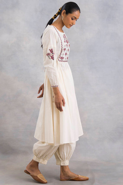 Ecru Suzani Embroidered Voile kurta