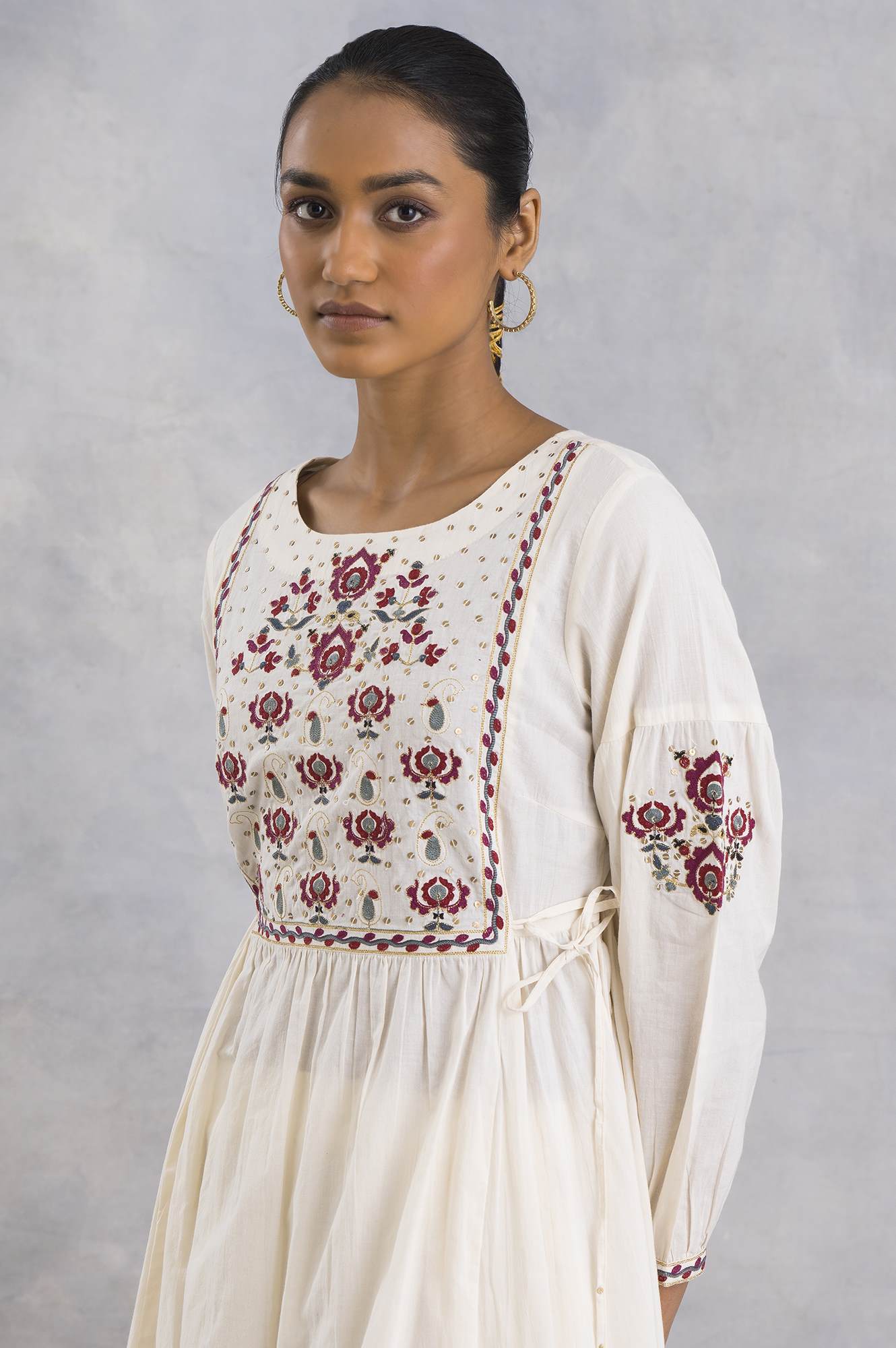 Ecru Suzani Embroidered Voile kurta