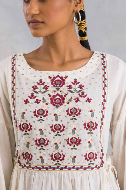 Ecru Suzani Embroidered Voile kurta