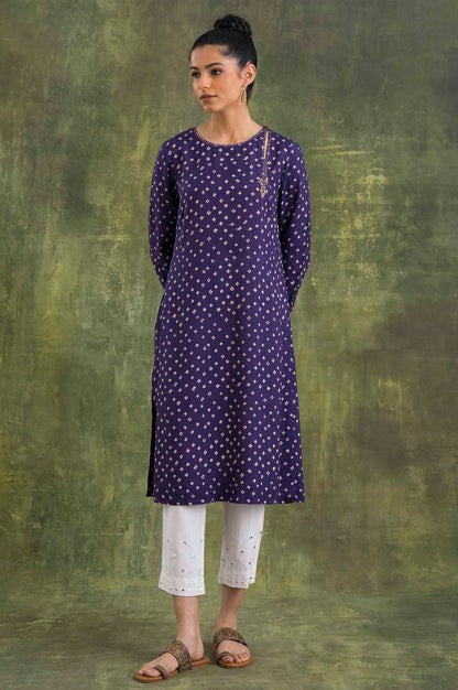 Deep Purple kurta In Bandhej Print