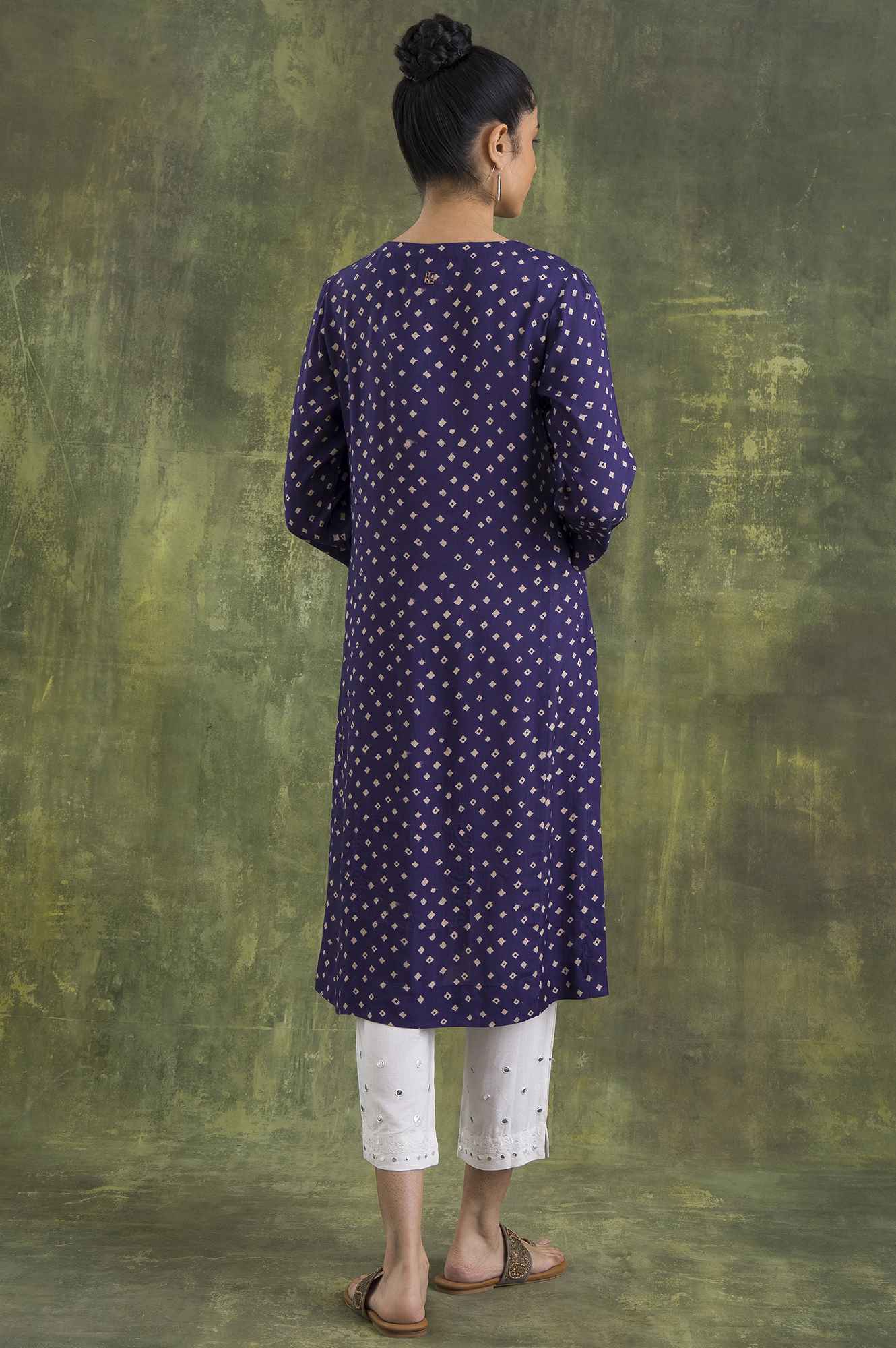 Deep Purple kurta In Bandhej Print