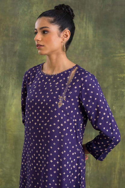 Deep Purple kurta In Bandhej Print