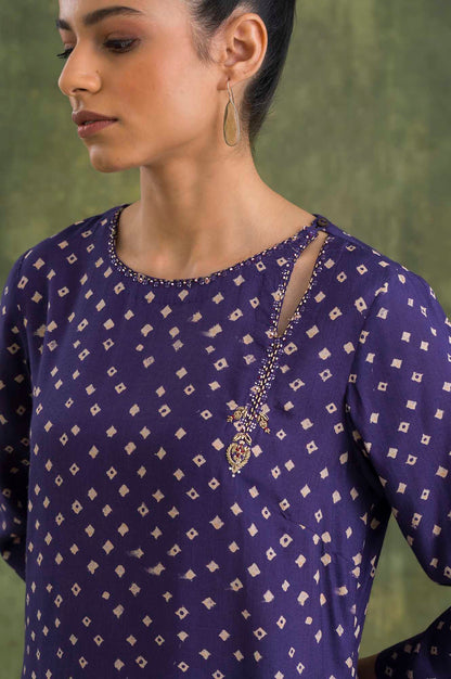 Deep Purple kurta In Bandhej Print