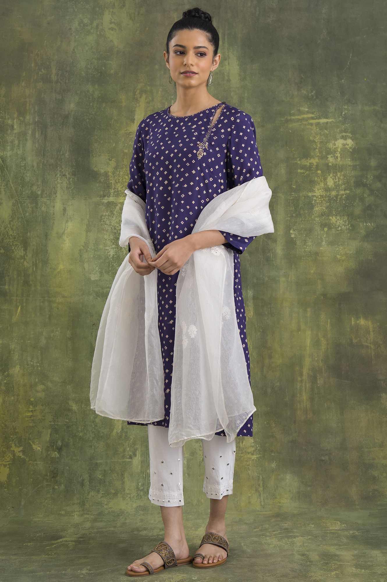 Deep Purple kurta In Bandhej Print