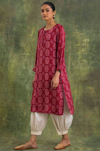 Pink Hand Block Print Straight kurta