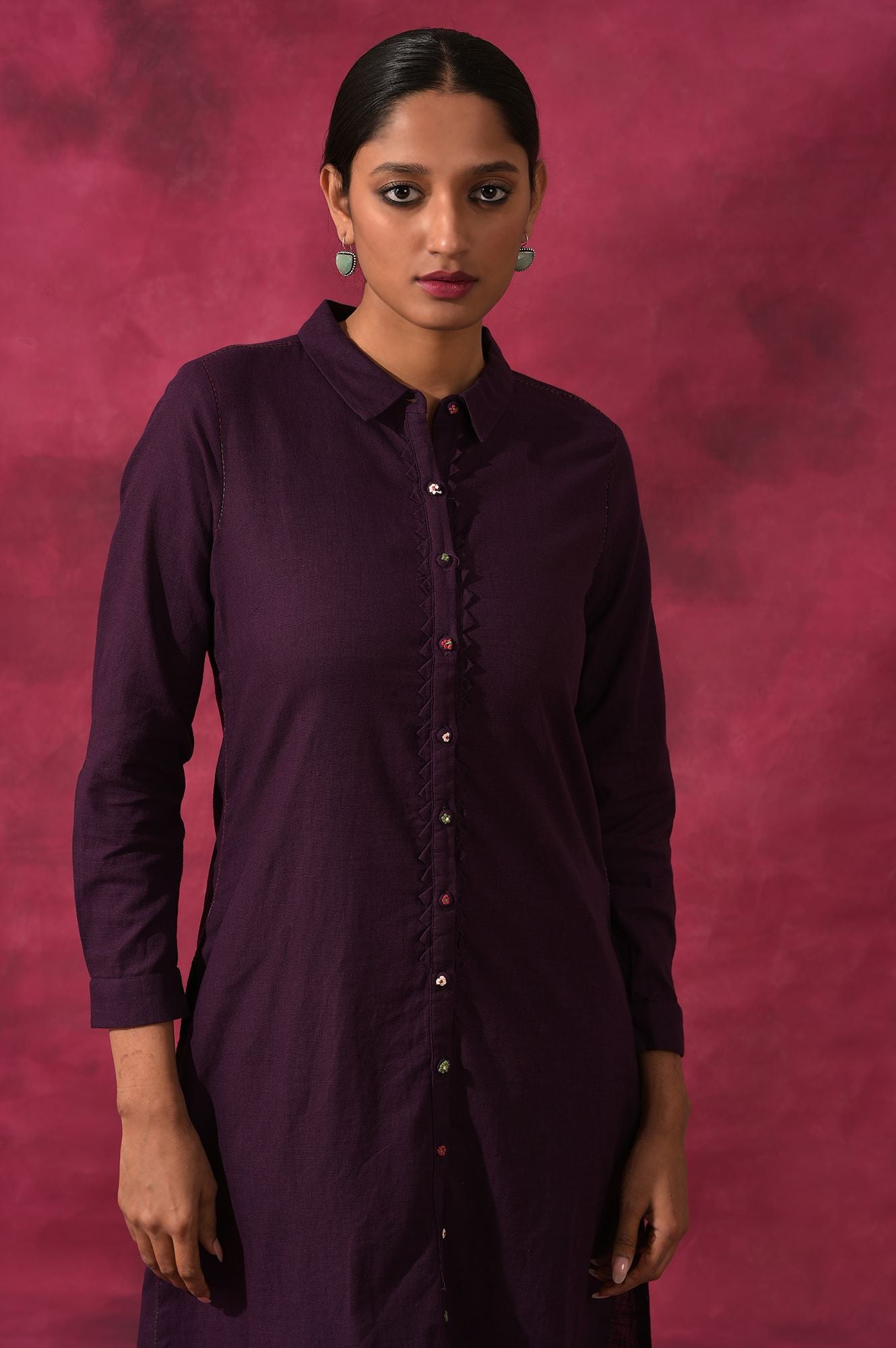Purple Shirtdress In Cotton Slub