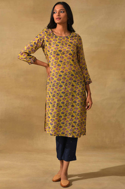 Green Hand Block Print kurta In Lyocell