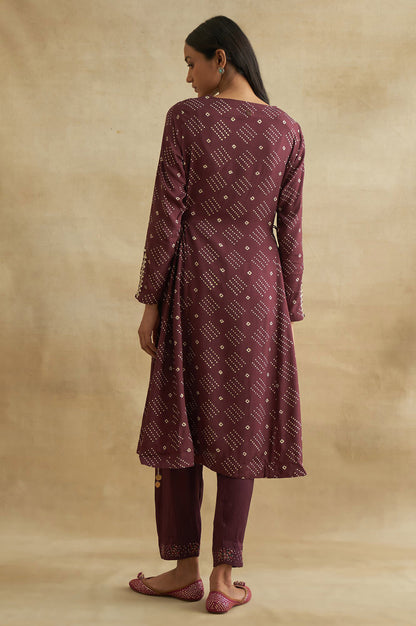 Deep Burgundy Bandhej Print kurta