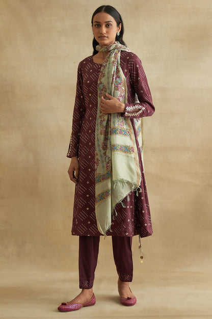 Deep Burgundy Bandhej Print kurta