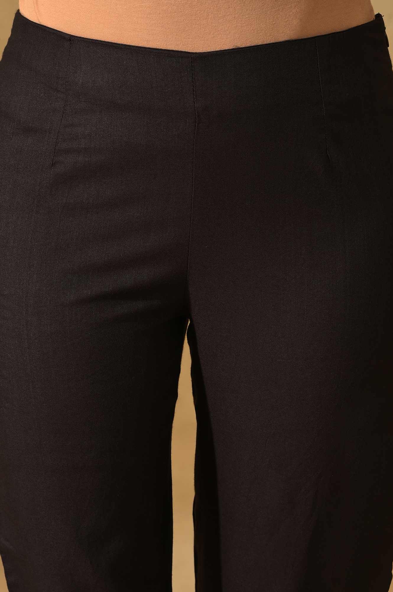 Black Solid Slim Pants