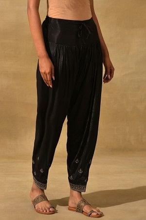 Black Embroidered Salwar Pants - wforwoman