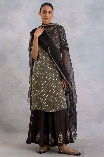 Dark Brown Sharara With Embroidery - wforwoman