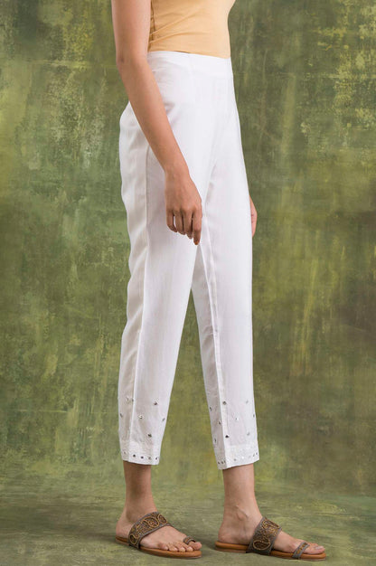 Marshmallow White Solid Slim Pants