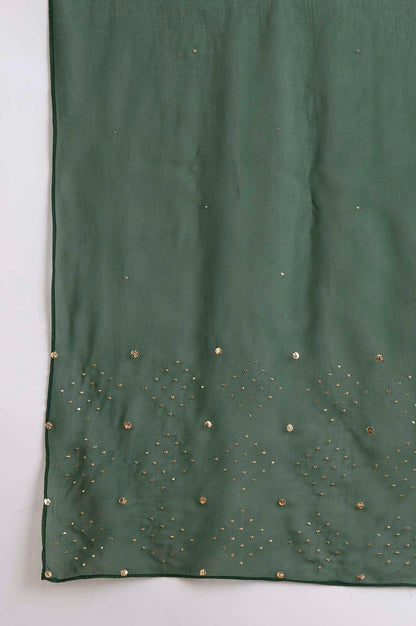 Green Solid Silk Organza Drape - wforwoman