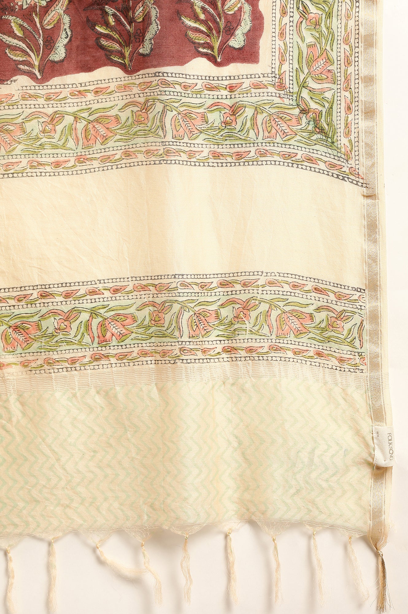 Pink Hand Block Printed Cotton Silk Drape