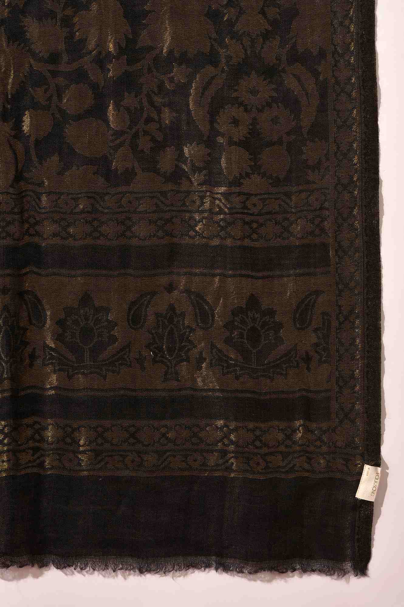 Black Yarn Dyed Woollen Shawl
