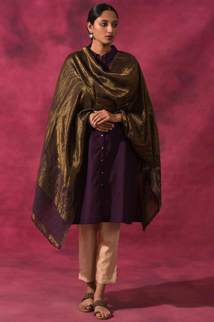 Purple Wool Blend Shawl - wforwoman