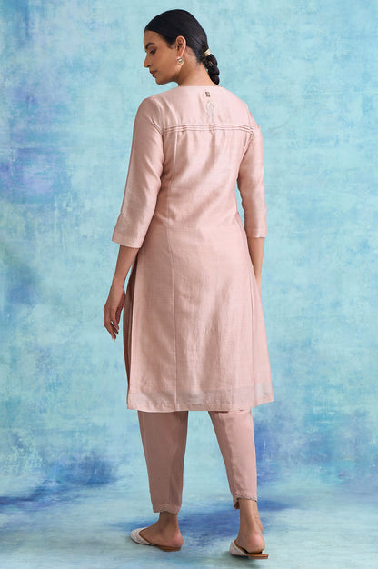 Folksong By W Dusty Pink Cotton Silk Mukaish kurta