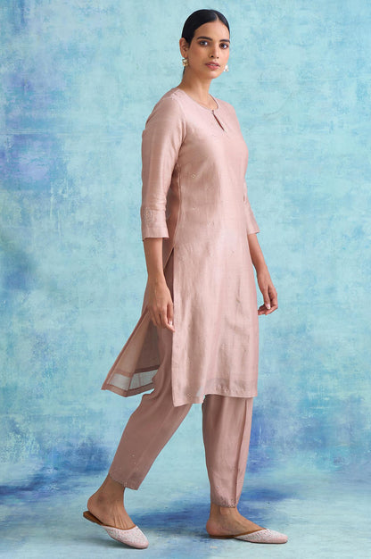 Folksong By W Dusty Pink Cotton Silk Mukaish kurta