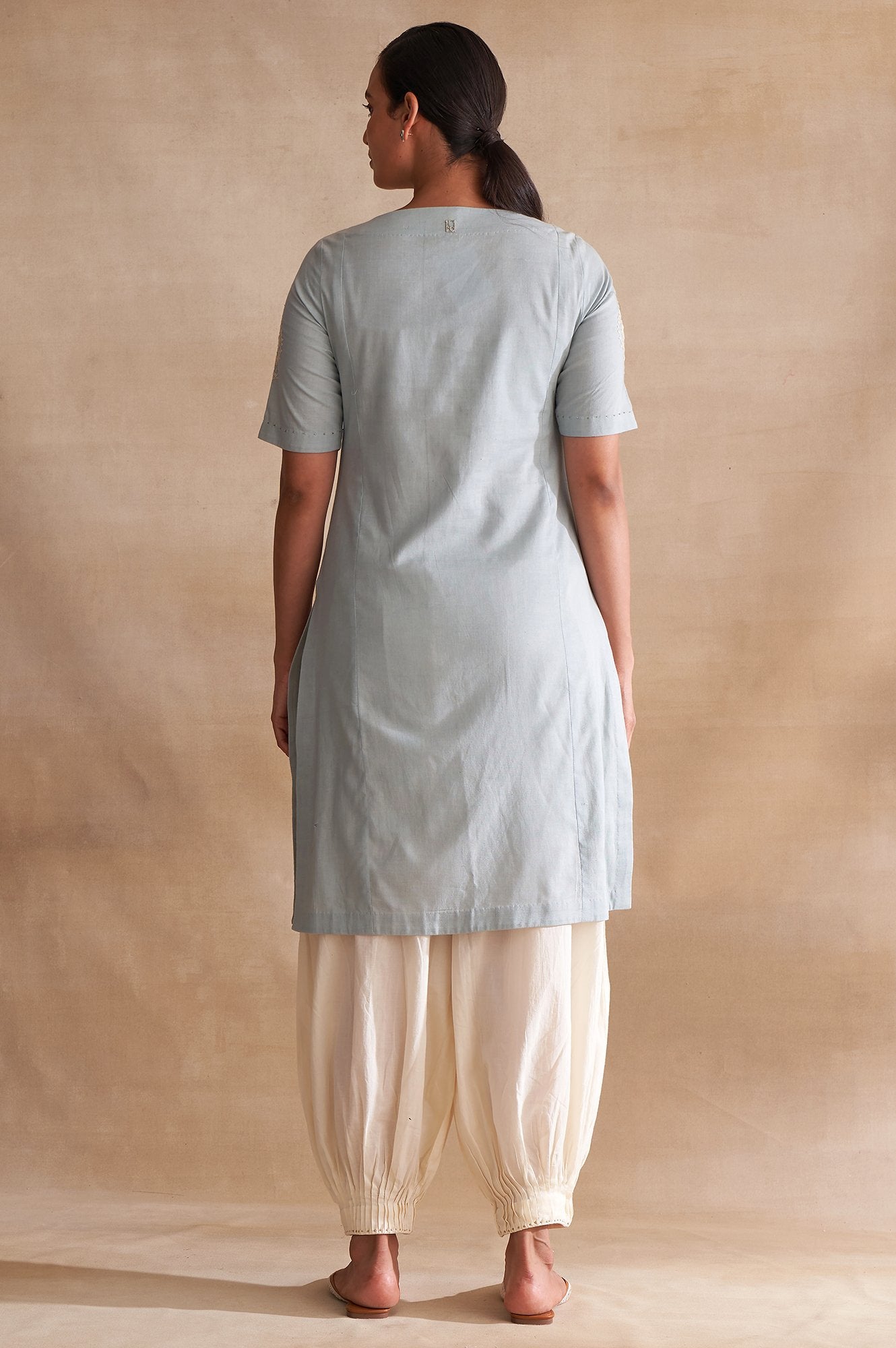 Folksong By W Light Blue Embroidered Cotton kurta