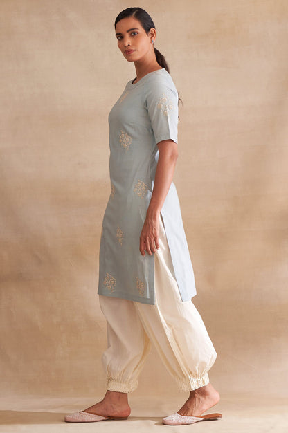 Folksong By W Light Blue Embroidered Cotton kurta