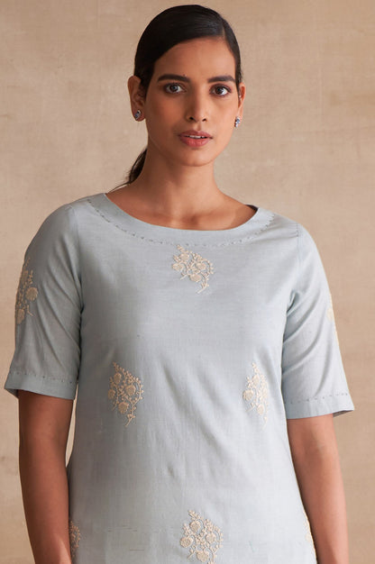 Folksong By W Light Blue Embroidered Cotton kurta