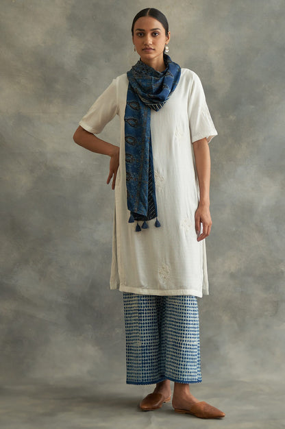 Ecru Embroidered Cotton kurta