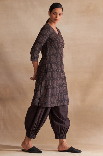 Folksong By W Dark Brown Handblock Print kurta