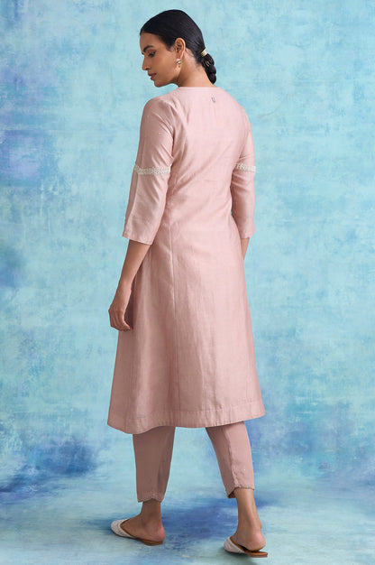 Folksong By W Dusty Pink Cotton Silk Chikankari kurta