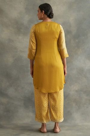 Mustard Lustrous Modal Satin kurta