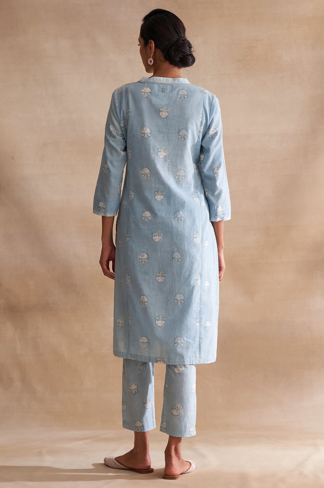 Folksong By W Light Blue Handblock Dabu Print kurta